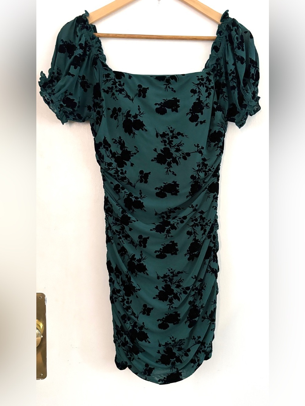 Dear Moon Whimsigoth Rave bodycon Dk Grn velvet burnout Bodycon Drss SZ 7 JR
